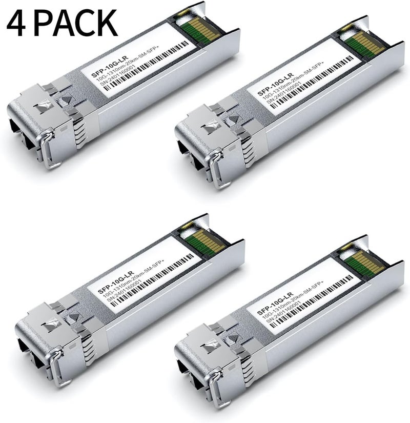 GESD 4Pack SFP+ 10GBase-LR LC Module, SingleMode 1310nm, SMF Dual LC Fiber Optic Transceiver for Cisco SFP-10G-LR, Ubiquiti UniFi UF-SM-10G, Meraki MA-SFP-10GB-LR, Netgear, TP-Link and More(DDM 20km) - Image 2